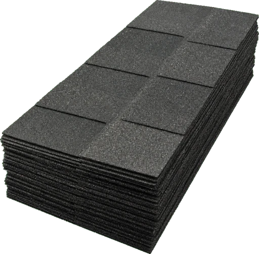 Stacked bundle of thick architectural asphalt roofing shingles