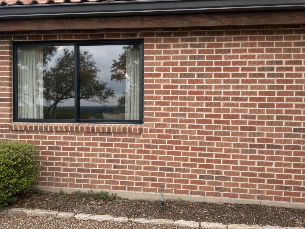 Repointed brick wall with tight, even mortar joints