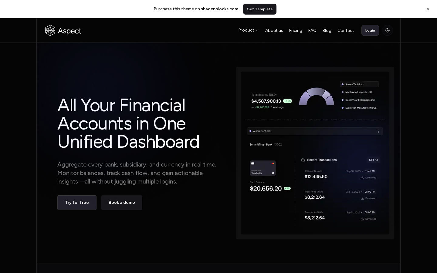 Aspect homepage preview