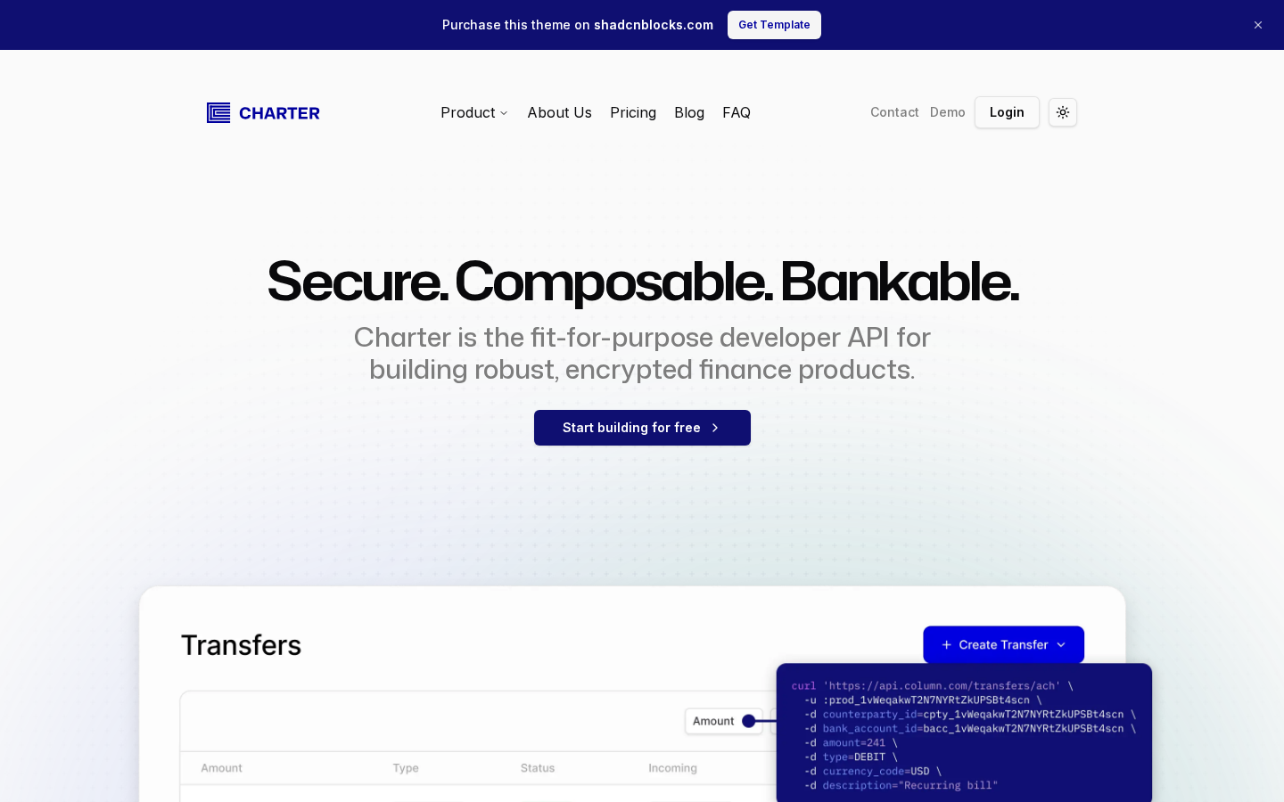 Charter homepage preview
