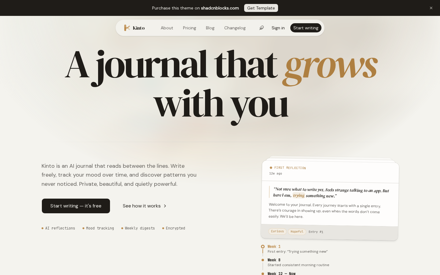 Kinto homepage preview