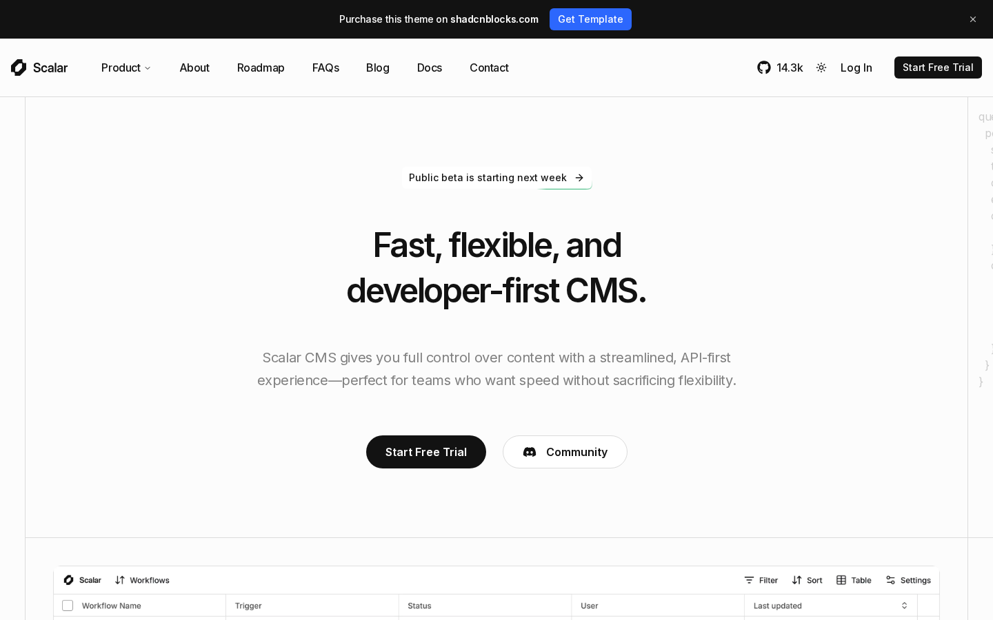 Scalar homepage preview