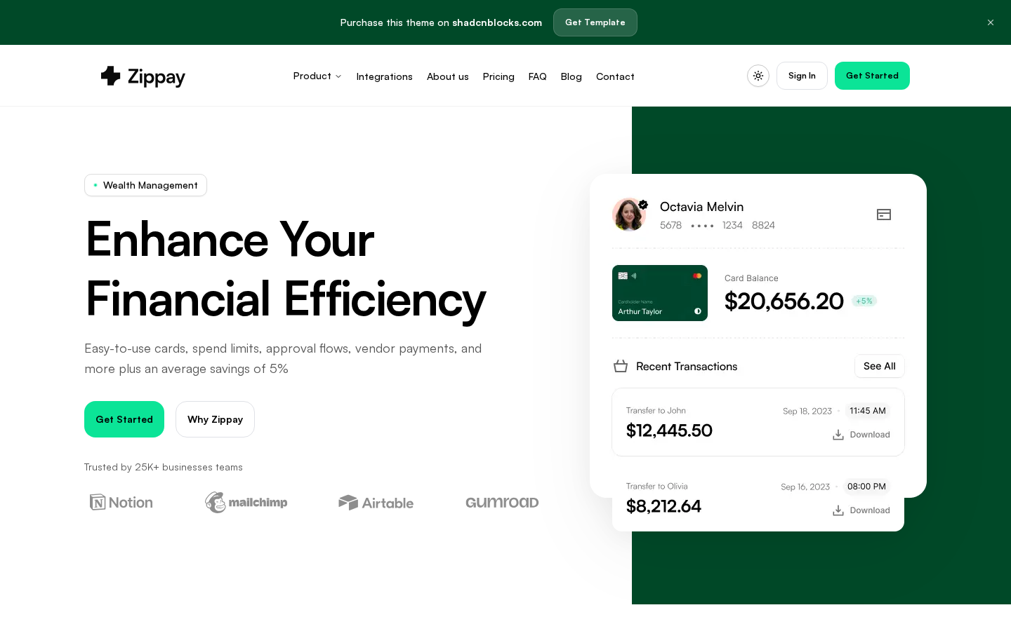 Zippay homepage preview